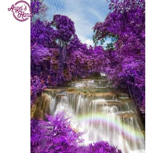 5D DIY Diamond Embroidery purple waterfall Diamond Painting Cross Stitch full Square Rhinestone Mosaic decoration gift