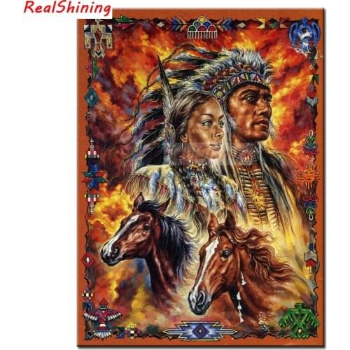 5D Diy Diamond Painting Cross Stitch full Square Diamond Embroidery Native american and horse picture for room Decor H2456