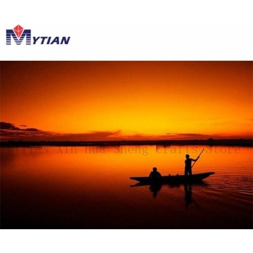 5D DIY Full Drill Square & Round Diamond Painting Cross Stitch Sunset Fishing Home Decor Diamond Embroidery Rhinestone Wall Art