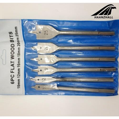 6Pcs 10-25mm Flat Drill Long High-carbon Steel Wood Flat Drill Set Woodworking Spade Drill Bits Durable Woodworking Tools drill