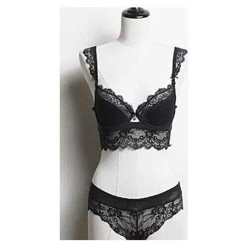 Free shipping Womens Sexy Bra Set Ultra-thinLace Bra Thin Cup Bombshell Sexy Lingerie Set