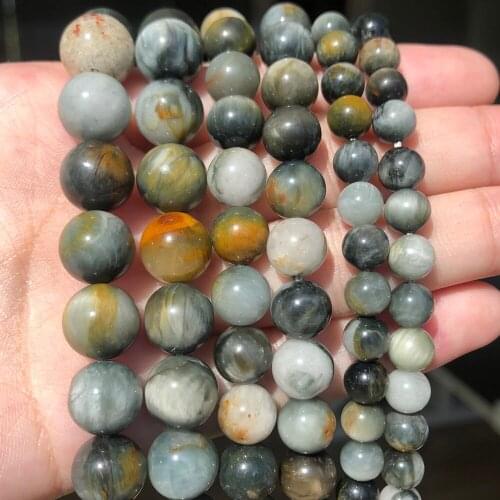 Hawks Eye Stone Beads Natural Stone Eagle Eye Loose Round Beads for Jewelry Making DIY Bracelet Accessories 15''Inches 6/8/10mm