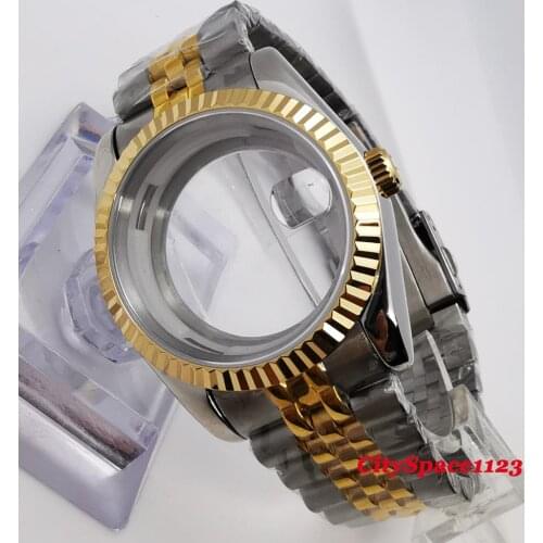 36mm Debert Watch Case + watch band Sapphire Glass fit Miyota 8215 ETA 2836 Movement watch pasts