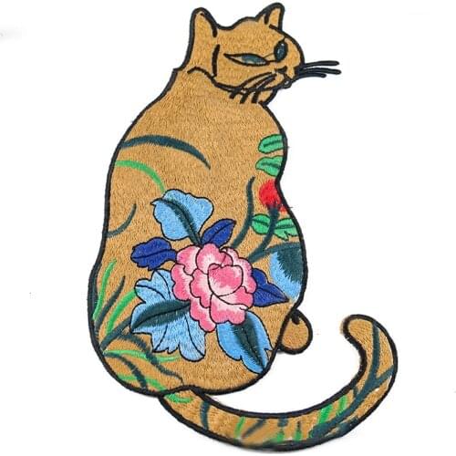 Floral Flower Cat Animal Patchwork Patches Embroidered Appliques For Clothing Sewing On For Close Shoes Bags Embroidery Badges