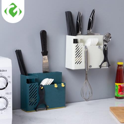 Home Chopsticks Cage Suction Cup Drain Rack Wall-mounted Kitchen Utensils Storage Organizer Fork Knife Spoon Holder Tableware