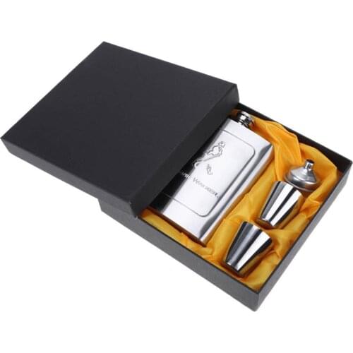 7oz Stainless steel Hip Flask for Alcohol Wine Mug Wisky Bottle With Box Gift Set for Men Drinkware Wedding Christmas Gifts