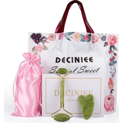 Jade Roller Massager for Face Roller Gua Sha Jade Stone Face Massager Thin Face Lift Anti Wrinkle Facial Beauty with Gift Box