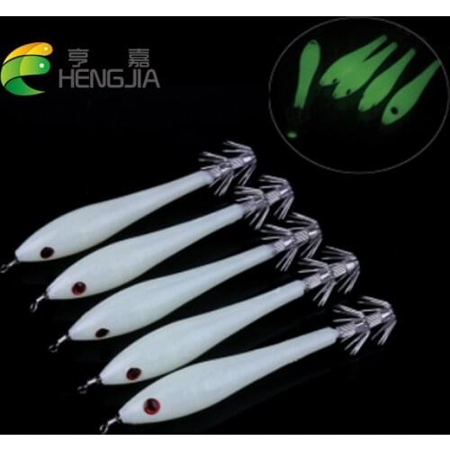 HENGJIA luminous shrimp lures squid jigs hard plastic shrimp baits noctilucent prawn fishing lures pesca fishing tackles