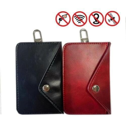 PU Leather Car Key Signal Blocker Case Faraday Cage Fob Pouch Keyless Anti-Theft RFID Blocking Bag Car Key Signal Blocker Pouch