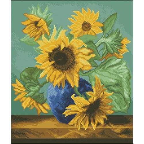 Oil painting sunflower patterns Counted Cross Stitch 11CT 14CT 18CT DIY Chinese Cross Stitch Kits Embroidery Needlework Sets