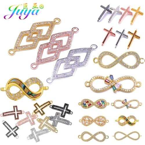 Juya DIY Jewelry Accessories Supplies Rhombus Infinity Cross Charm Connectors For Handmade Bracelet Necklace Earring Making