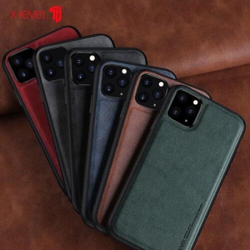 X-level Retro Leather Case For Iphone 11 Pro Max Soft Silicone Edge Back Phone Cover For Iphone 11 Pro Max 6.5" Coque