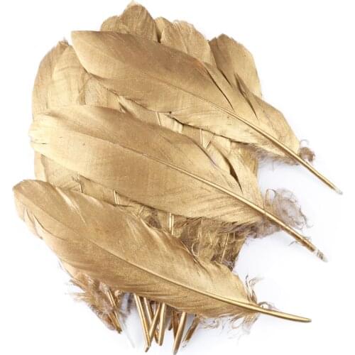 10Pcs/Lot Beautiful Gold Feathers Wedding Decoration Natural Goose Turkey Plumes for Crafts Diy Accessories Wholesale