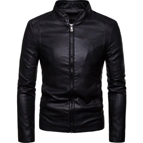 Men Leather Jackets Spring and Autumn New Mens Korean Version of Slim Stand Collar PU Leather Jacket