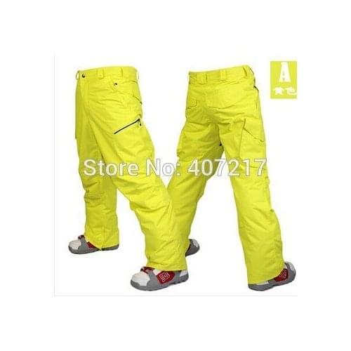 Men’s Yellow Ski Pants For Sale Male Winter Outdoor Snowboarding Snow Trousers Blue Waterproof 10K Windproof Free Ship