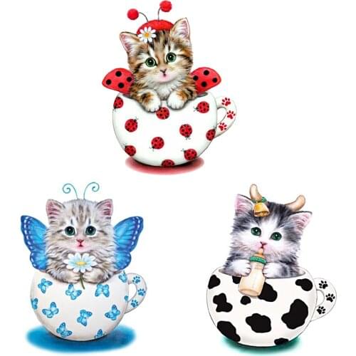 Partial Cross Stitch Embroidery Tea Cup Cat DIY Cross Stitch Kit Stamped 11CT Needlework Cartoon Series Home Decoration Gift