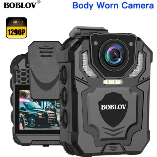 Boblov T5 Body Worn Camera HD 1296P DVR Video Security Cam IR Night Vision Wearable Mini Camcorders Loop Recording Police Camera