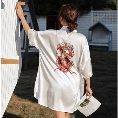 Oversized Female Homewear Nightdress Satin White Sleepwear Home Clothing Casual Summer New Nightgown Bathrobe Gown Negligee