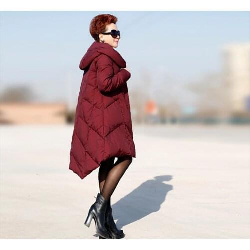 2019new winter plus size jacket and long sections loose big yards was thin female coat Hooded A font