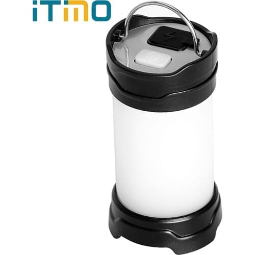 ITimo Portable Lanterns USB Recharge 7 Modes 18650 Battery Power Flash LED Outdoor Power Bank White/Red Camping Lamp Light