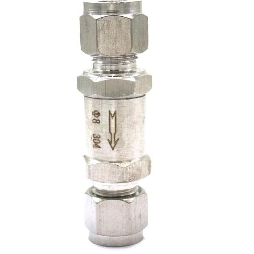 Fit 8mm OD Tube 304 Stainless Steel One Way Check Valve Non-return in Line Compression Valve