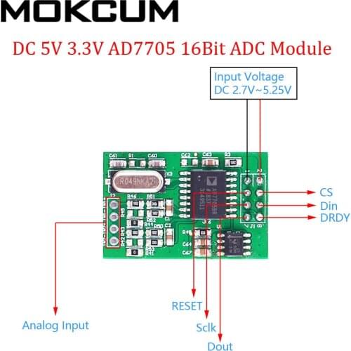 DC 5V 3.3V AD7705 16Bit ADC Module AD Converter Analog to Digital Signal Convert Module
