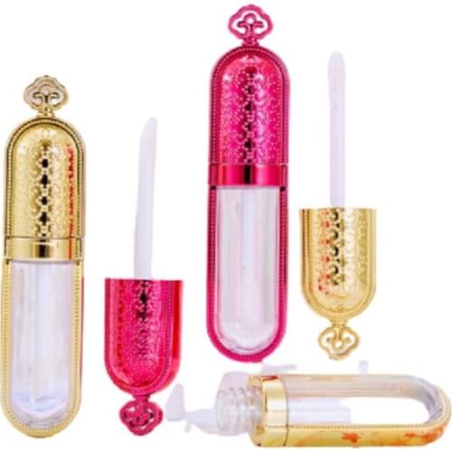 Empty Crown Lip Gloss Tube Round Flat Cosmetic Container Plastic Lip Gloss Wand Tube Clear Lip Gloss Packaging Bottle 30/50pcs