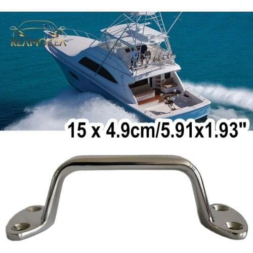 Reamocea 1x 15cm 316 Stainless Steel Marine Boat Handrail Pull Replacement Large Cleat Door Grab Handle Bimini Top Accessories