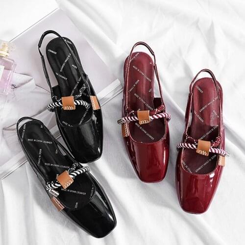 Closed Toe Gladiator Sandals Woman Roma Shoes Japanned Leather Flipflops Summer Bowtie Sandals Rope Designer Creepers Women Mule
