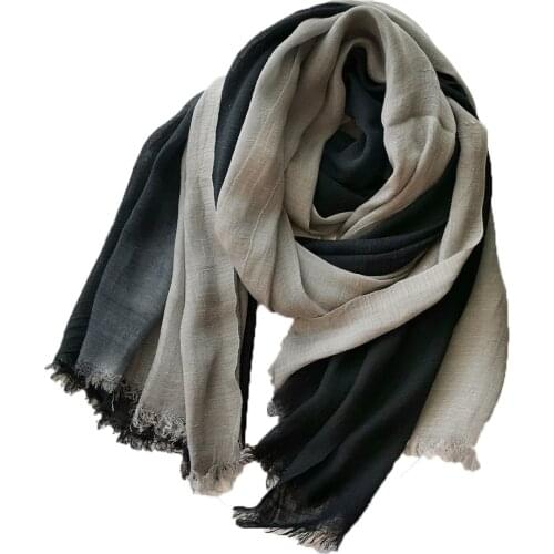 Japanese Style Linen Cotton Scarf Women Scarf Bufandas Gradient Color Spring Autumn Warm Soft Kroean Style Scarves