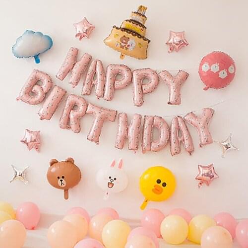 13pcs Happy Birthday Decoration Balloons Lovely Letter Foil Ballons Baby Birthday Party Decorations Globos Baby Shower 16inch