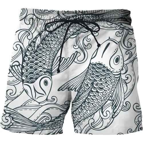2021 New Shorts Swimming Trunks for Men Summer New 3D Koi art pattern Quick Dry Beach Shorts Streetwear Mens Clothing
