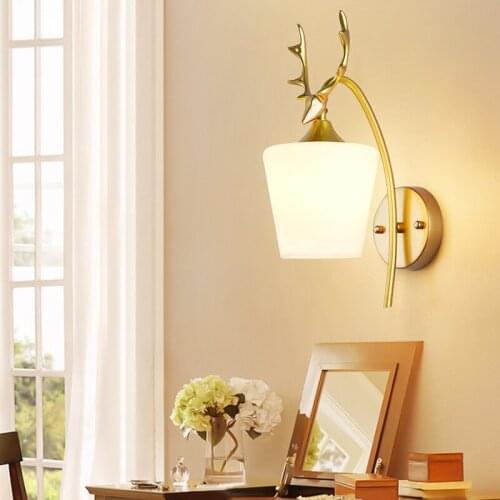 Nordic Glass Wall Lamp Lights Fixtures Creative Antler Wall Lights for Bedside Reading Corridor Stair Decoration light AC85-265V