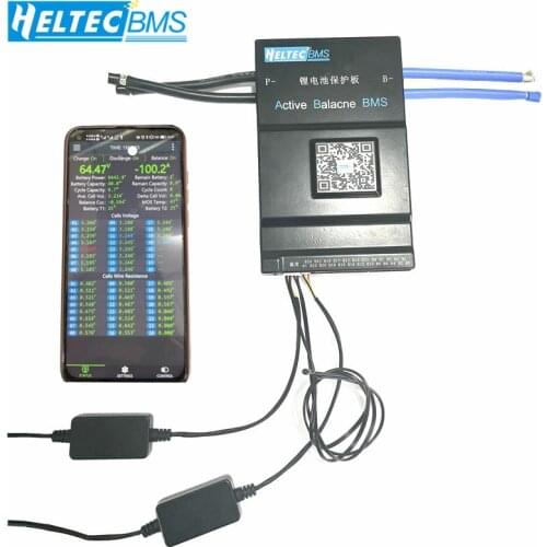 Smart Active BMS 100A 200A 1A/2A Active Balance bms 13S~24S Battery Protection Board CAN RS485 APP Lifepo4 li-ion LTO 16S