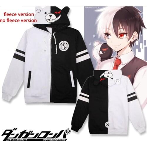 Danganronpa Monokuma Cosplay Costume Unisex Hoodie Sweatshirt T-shirt Hooded Bomber Jacket Daily Casual Coat Game Anime
