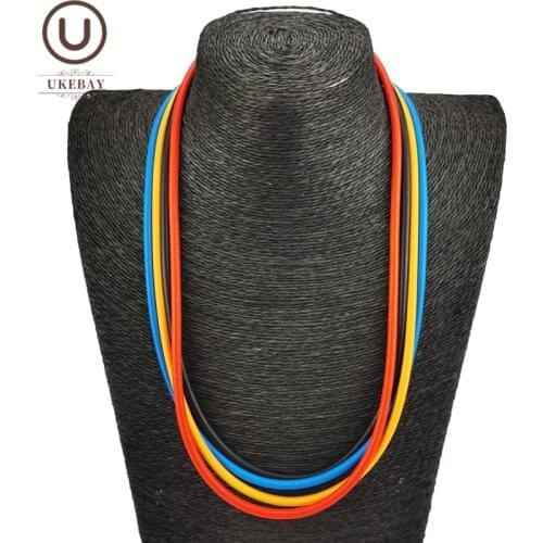 UKEBAY Simple Necklaces Rubber Choker Necklace Multicolor Rope Boho Jewelry Women Birthday Gift Short Collar Elasticity Chains