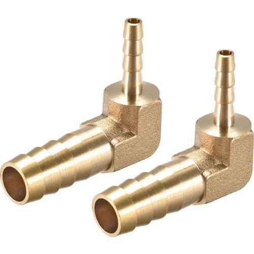 Uxcell 2pcs 10mm To 4mm Barb Brass Hose Fitting 90 Degree Elbow Pipe Connector Coupler Tubing Adapter for air, water, fuel