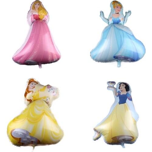 Cartoon mini princess party balloons belle foil balloons princess Snow White happy birthday balloons Rapunzel balloon
