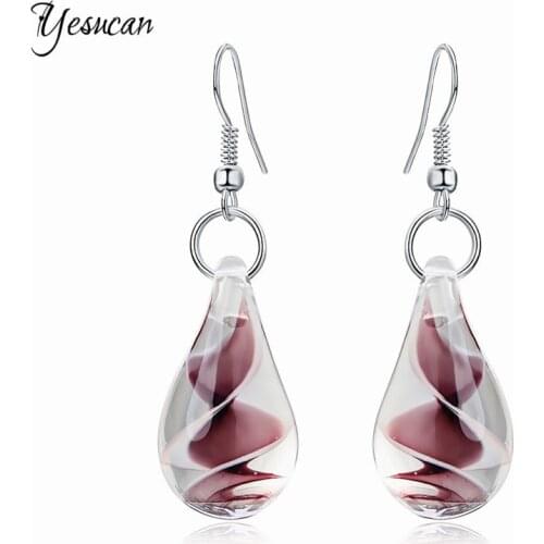 Yesucan Wave Lampwork Water Drop Shape Murano Glass Pendant Fashion Jewelry for Women Girl Party Bohemia Cute Gift Bijoux