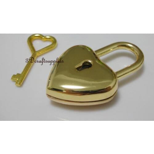 Padlock purse lock Heart Shaped come with key alloying golden 4.2 cm x 2.5cm E45