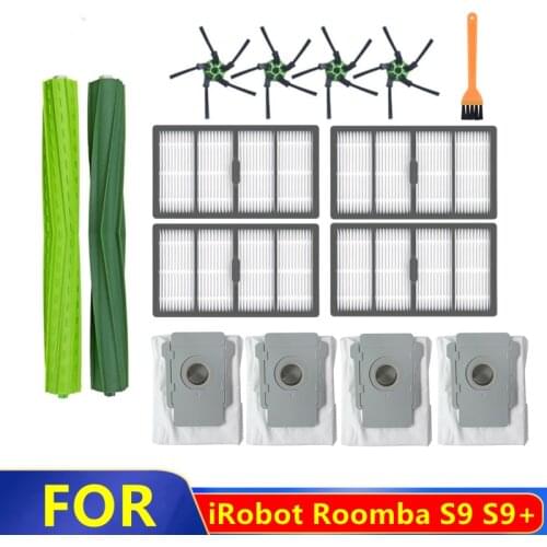 HEPA Filter Main Brush Side Brush Dust Bag Replacement Parts For iRobot Roomba S9 S9+ Plus Robot Vacuum Cleaner Accessories