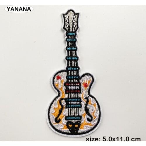 Guitar icon Punk Rock Guitar Band Patches Creative Badges for Cloth Punk Embroidered Patch DIY Applique Stickers