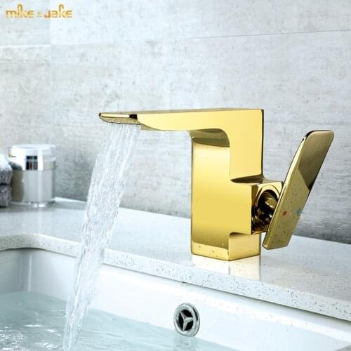Gold bathroom faucet waterfall basin faucet hot and cold bathroom mixer