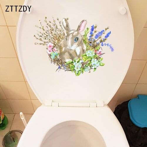 ZTTZDY 25.9CM×19.2CM Hand Drawn Rabbit Nest WC Toilet Decoration Home Wall Stickers Accessories T2-0944