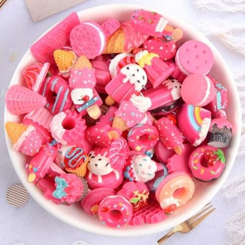 100pc Flatback DIY Mixed Mini Food Ice Cream Cartoon Resin Craft Decoration For Hair Bow Clip Center Scrapbook