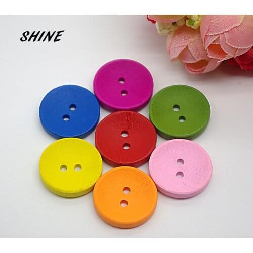 30PCs Wood Sewing Buttons Scrapbooking Round Colorful Mixed Two Holes 20mm Dia. Costura Botones Decorate bottoni botoes D133BD3