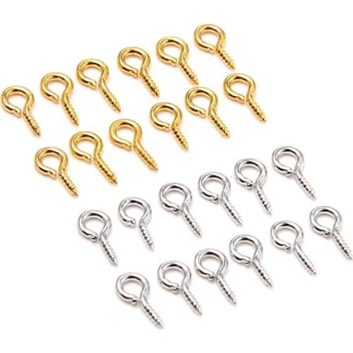 4x9mm 200Pcs Alloy Screw Eye Pins for Jewelry Making DIY Screw Threaded Hooks Clasps for Pearl Beads Findings Bracelet Eearrings