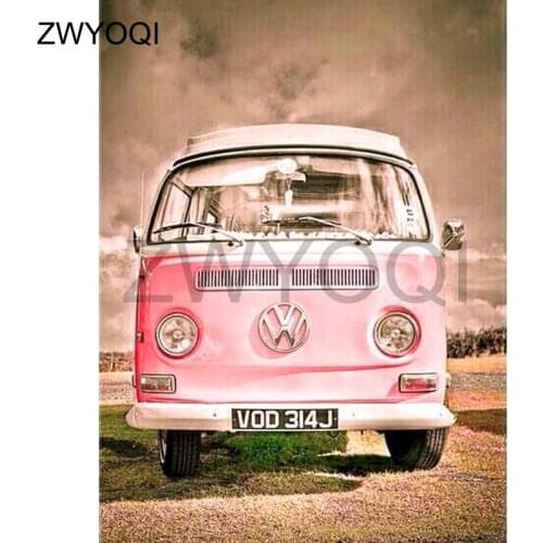 5D DIY Diamond embroidery Pink bus Full Square Diamond painting Cross stitch Pink bus desert Full Round Diamond mosaic Pink bus