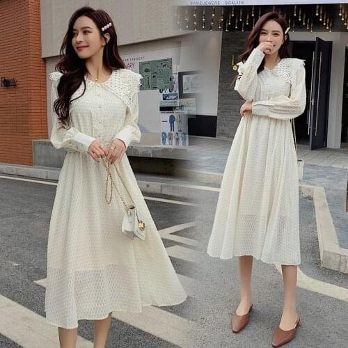 6613# Maternity Clothes Spring Autumn Long Sleeve Mid-Long Loose Stylish Dress for Pregnant Women Mom Dress