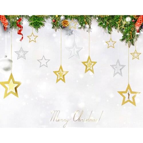 7Pcs/set Five-pointed Star Christmas Hanging Ornament Decorations New Year Wedding Hollow Five-pointed Star Decorative Pendant